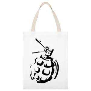 Grenade Tag Graffiti Art White Canvas Tote Shopping Bag