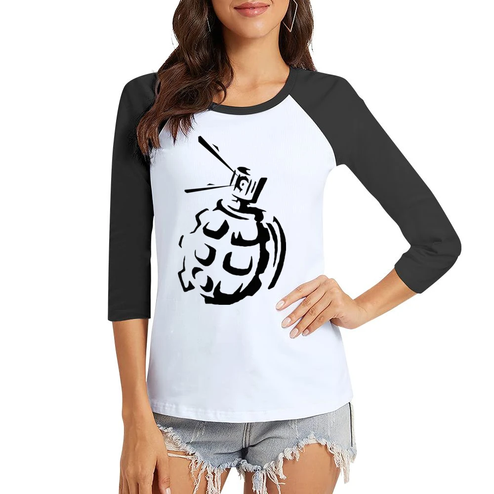 Grenade Tag Graffiti Art Women Ladies 3-4 Sleeve T-Shirt