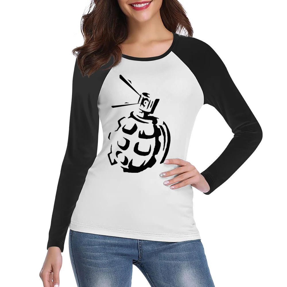 Grenade Tag Graffiti Art Women Ladies Long Sleeve T-Shirt