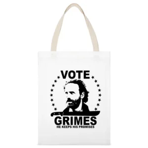 Grimes Tee White Canvas Tote Shopping Bag