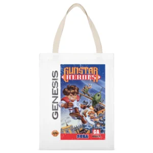 Gunstar Heroes Sega Genesis Old School Retro Video Game Fan Distressed White Canvas Tote Shopping Bag