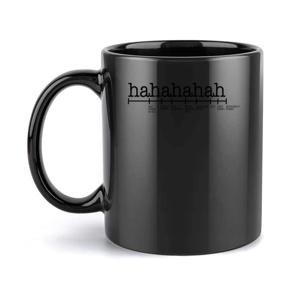 Haha Scale Of Funny Lol Text Meanings Fun Graphic Tee Shirt Black Mug