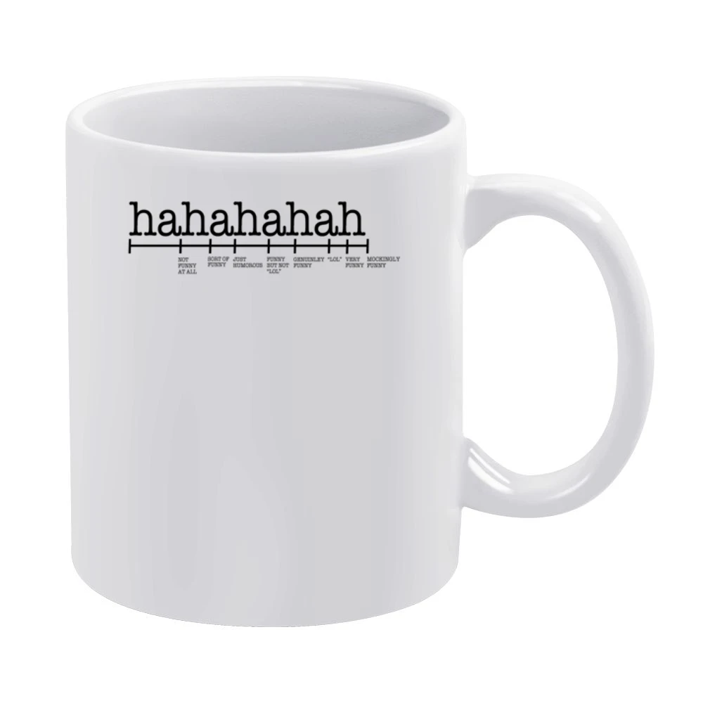 Haha Scale Of Funny Lol Text Meanings Fun Graphic Tee Shirt White Mug