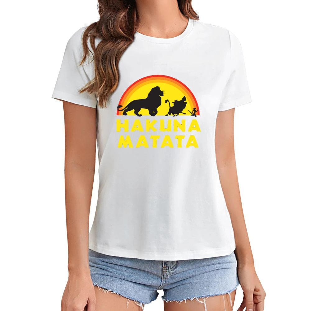 Hakuna Matata No Worries Fun Lion King Simba Graphic Asian Size Women Ladies T-shirt