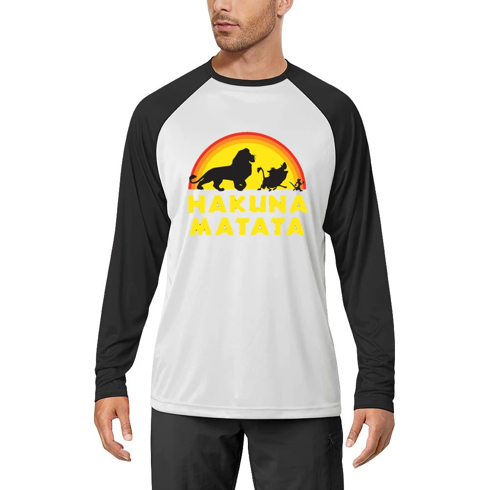 Hakuna Matata No Worries Fun Lion King Simba Graphic Men Long Sleeve T-Shirt