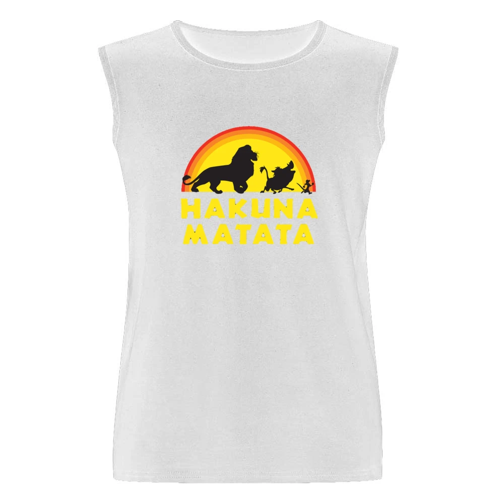 Hakuna Matata No Worries Fun Lion King Simba Graphic Men Sleeveless T-Shirt