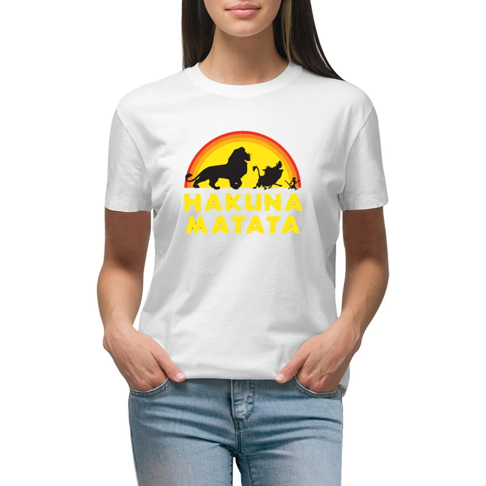 Hakuna Matata No Worries Fun Lion King Simba Graphic Premium Women Ladies T-shirt