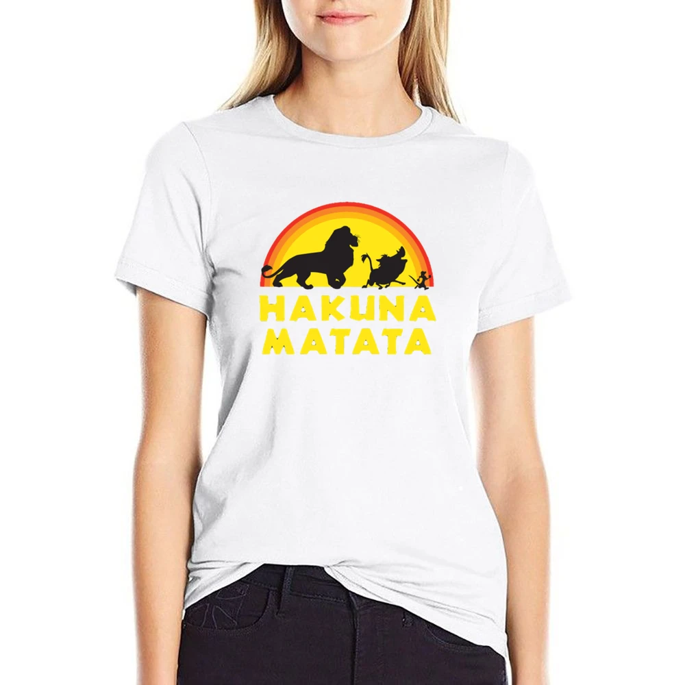 Hakuna Matata No Worries Fun Lion King Simba Graphic US Size Women Ladies T-shirt