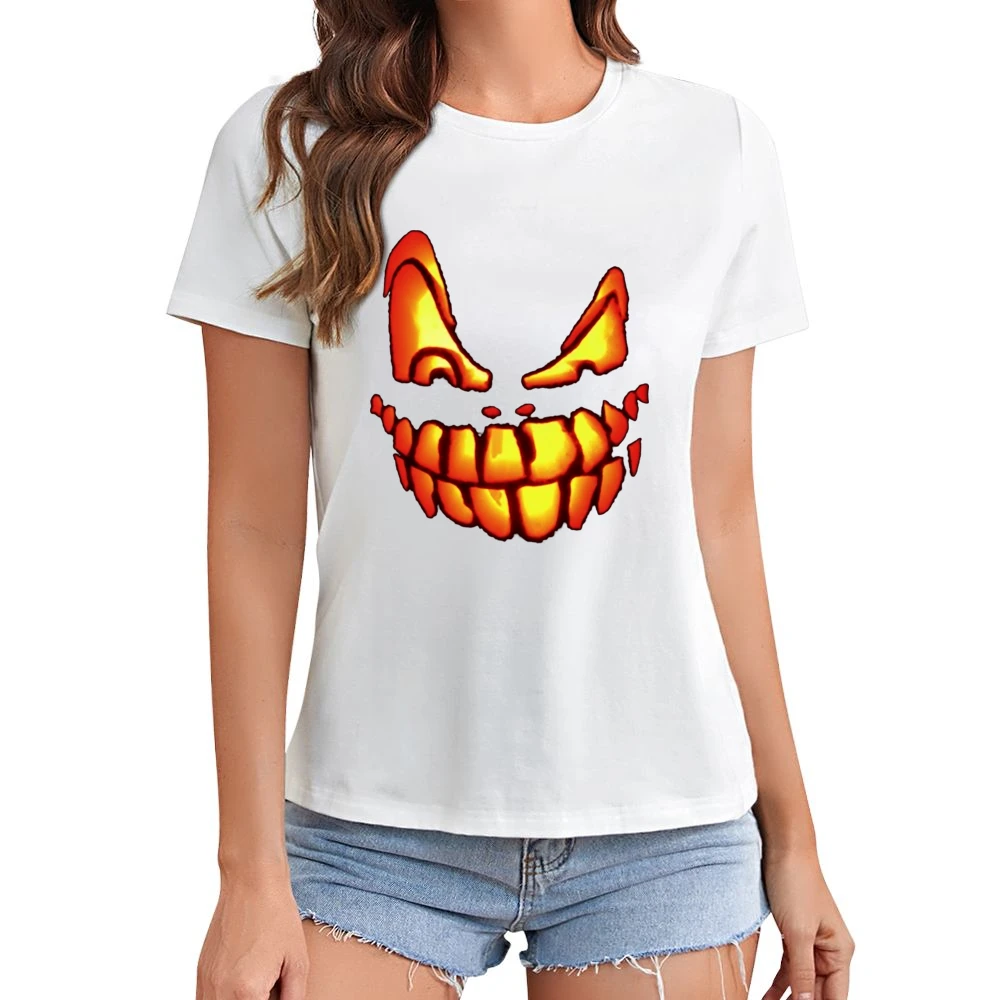Hallowen Pumpkin smiley Asian Size Women Ladies T-shirt