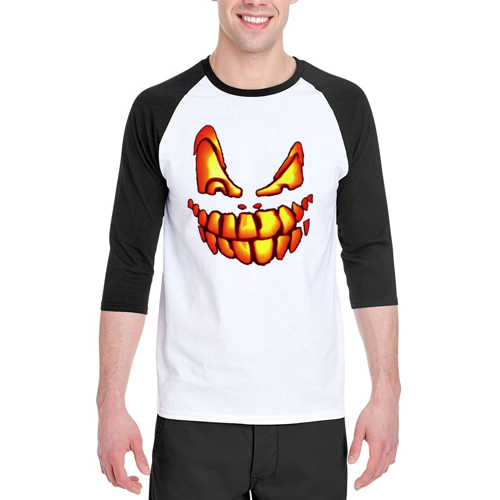 Hallowen Pumpkin smiley Men 3/4 Sleeve T-Shirt