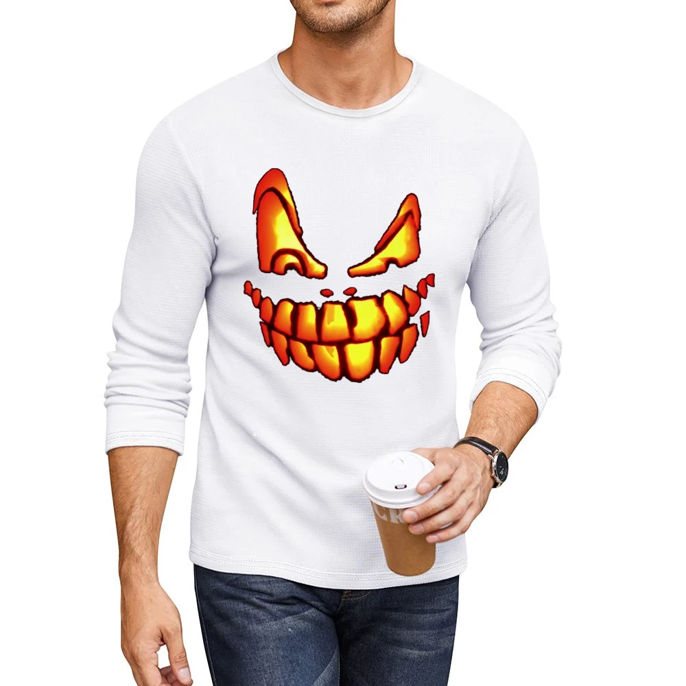 Hallowen Pumpkin smiley Men CrewNeck Long Sleeve T-Shirt