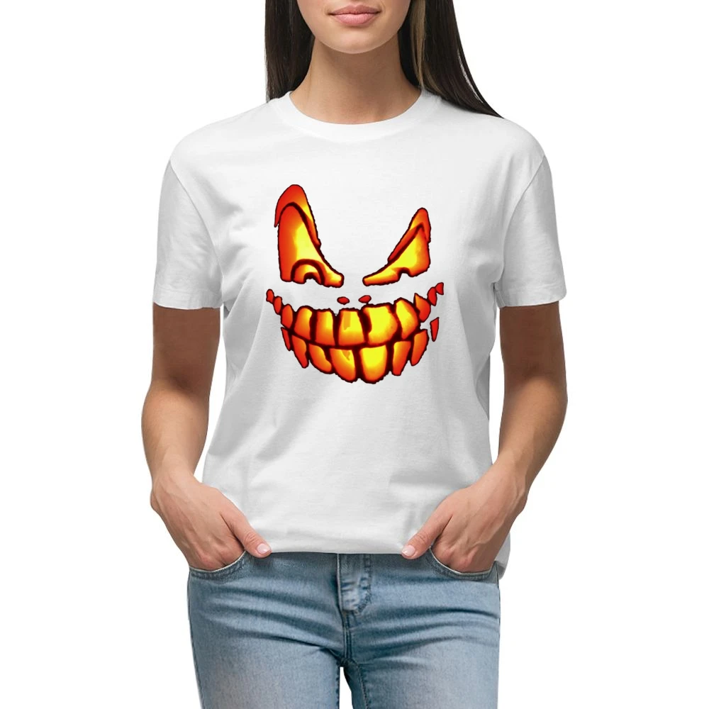 Hallowen Pumpkin smiley Premium Women Ladies T-shirt