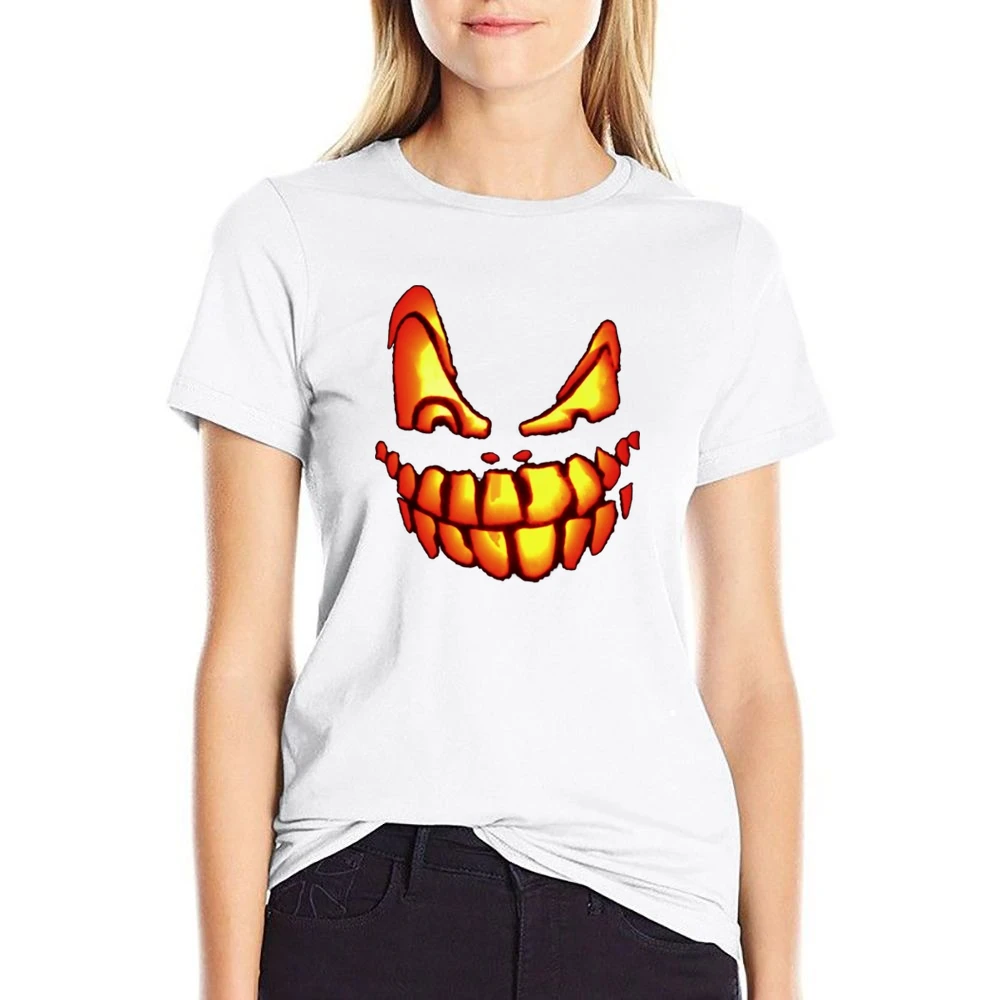Hallowen Pumpkin smiley US Size Women Ladies T-shirt