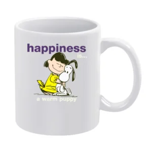 Happiness is a warm puppy - girls hugh a little dog White Mug
