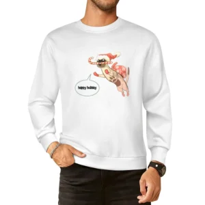 Happy Holiday Cat Cartoon European Size Pullover Sweater