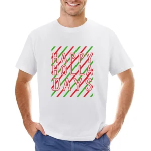 Happy Holla Days Funny Holidays Christmas Graphic Tee Shirt Asian Size Men T-Shirt
