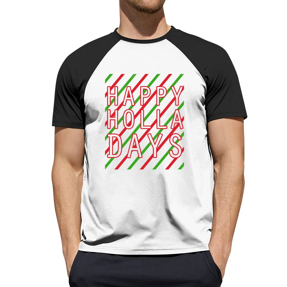 Happy Holla Days Funny Holidays Christmas Graphic Tee Shirt Men Short Sleeve T-Shirt