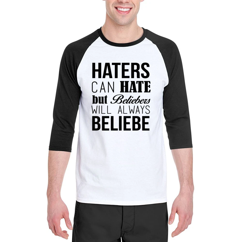 Haters Can Hate But Beliebers Will Always Beliebe Fun JB Music Lovers Men 3/4 Sleeve T-Shirt