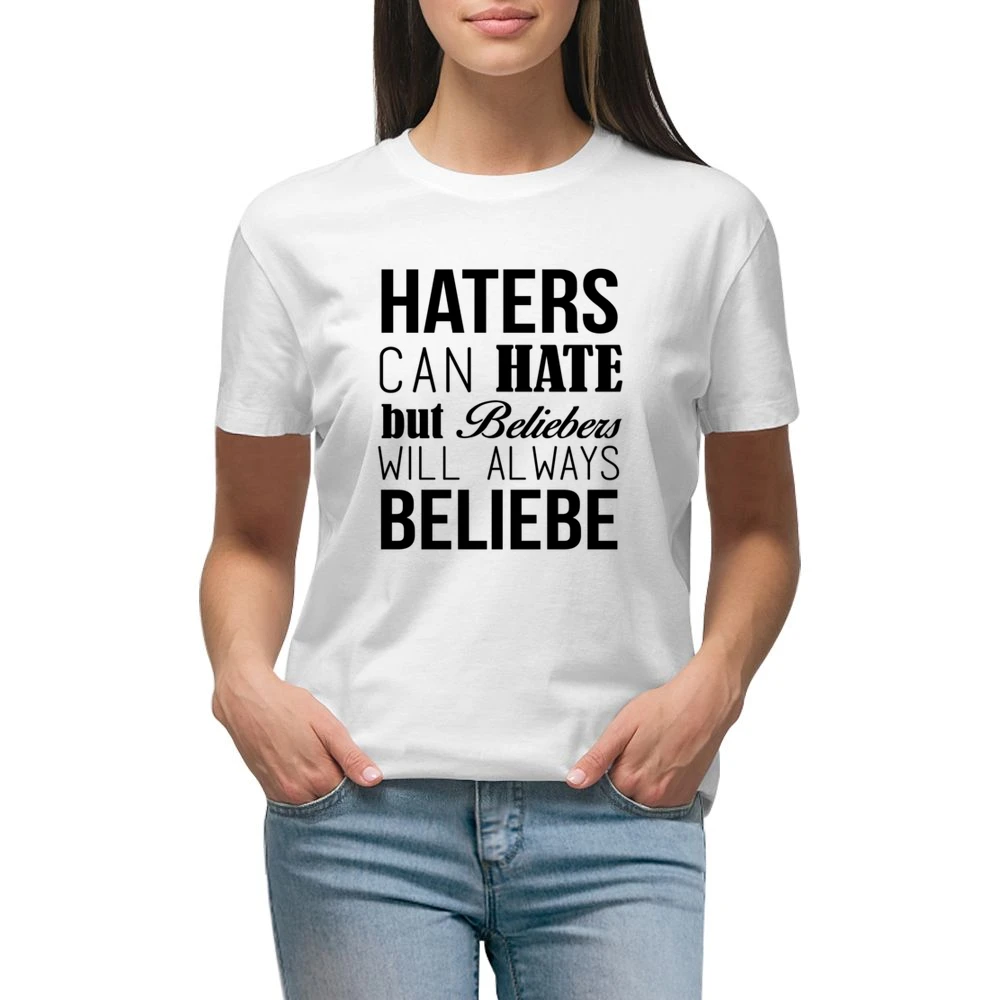 Haters Can Hate But Beliebers Will Always Beliebe Fun JB Music Lovers Premium Women Ladies T-shirt