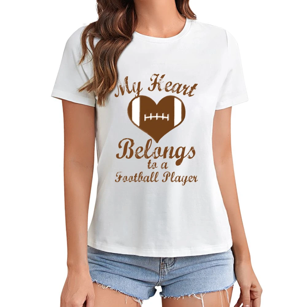 Heart Belongs To A Football Player Fun Tee Shirt Asian Size Women Ladies T-shirt