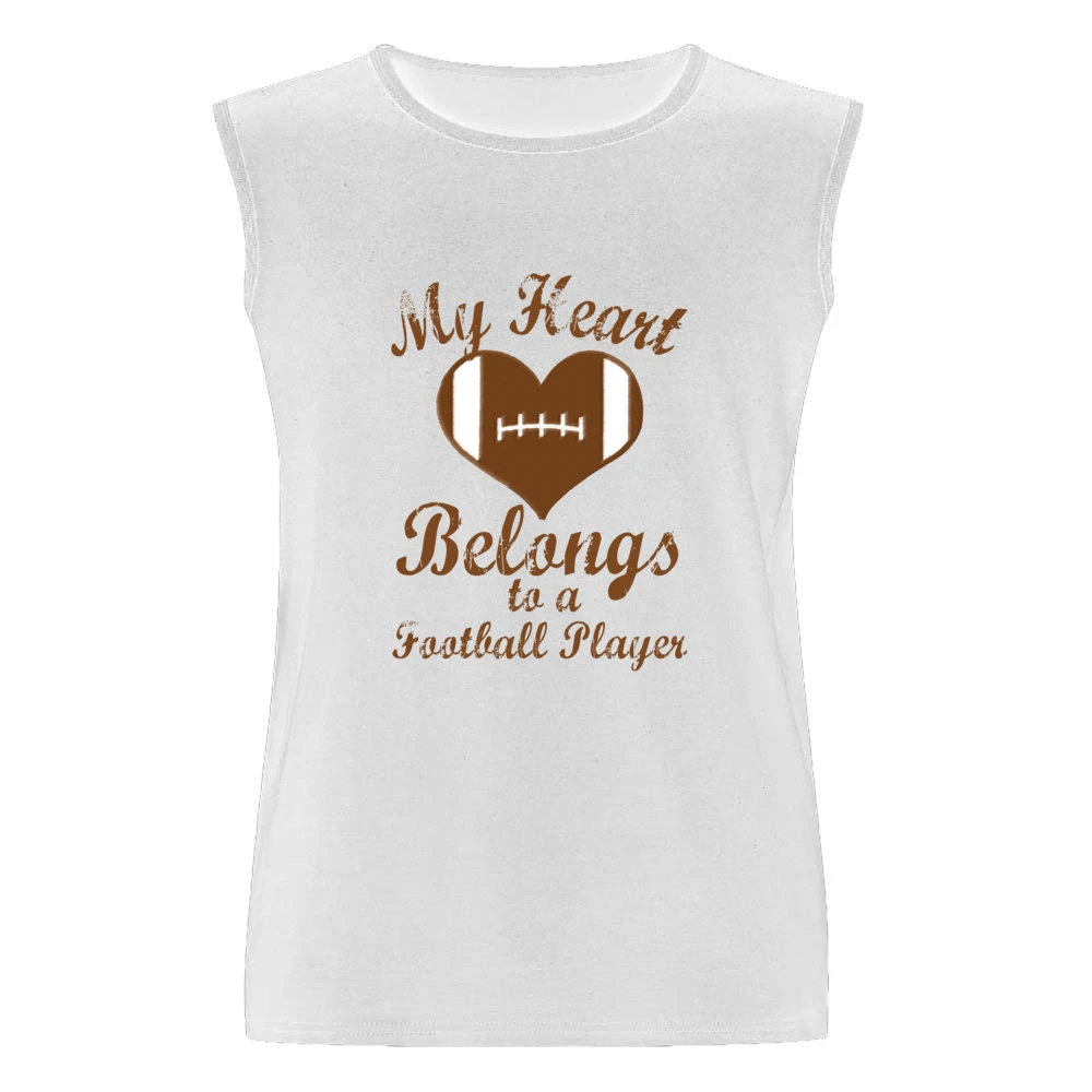 Heart Belongs To A Football Player Fun Tee Shirt Men Sleeveless T-Shirt