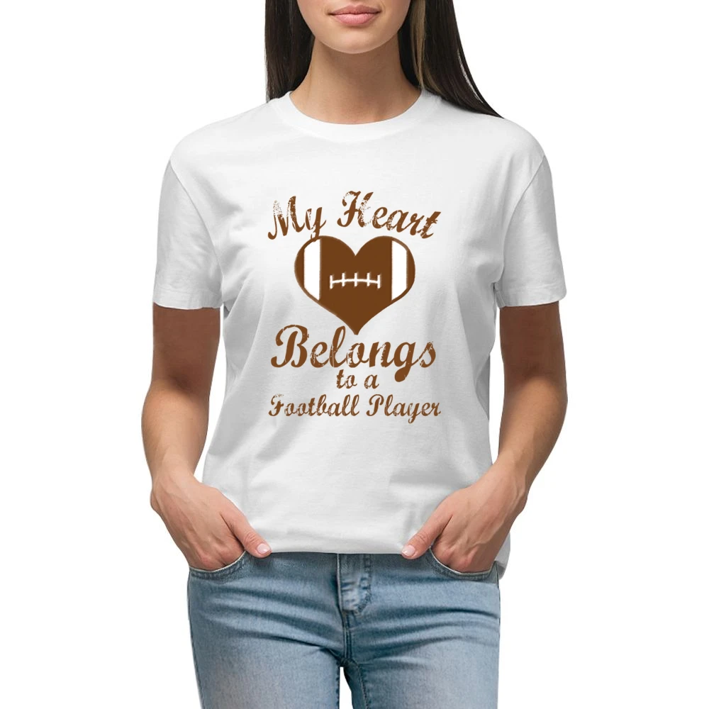Heart Belongs To A Football Player Fun Tee Shirt Premium Women Ladies T-shirt