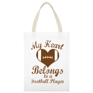 Heart Belongs To A Football Player Fun Tee Shirt White Canvas Tote Shopping Bag