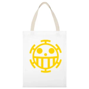 Heart Pirates flag Trafalgar Law One Piece The surgeon of death Manga White Canvas Tote Shopping Bag