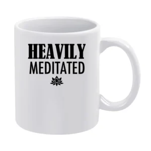 Heavily Meditated Funny Yogi Meditation Spiritual Graphic Lotus Tee Sh White Mug