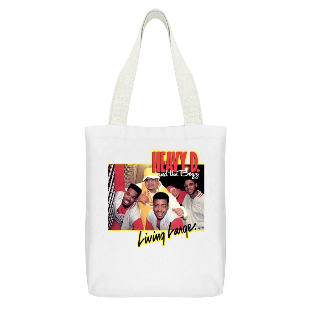 Heavy D And The Boyz White Canvas Tote Shopping Bag With Interior Pocket