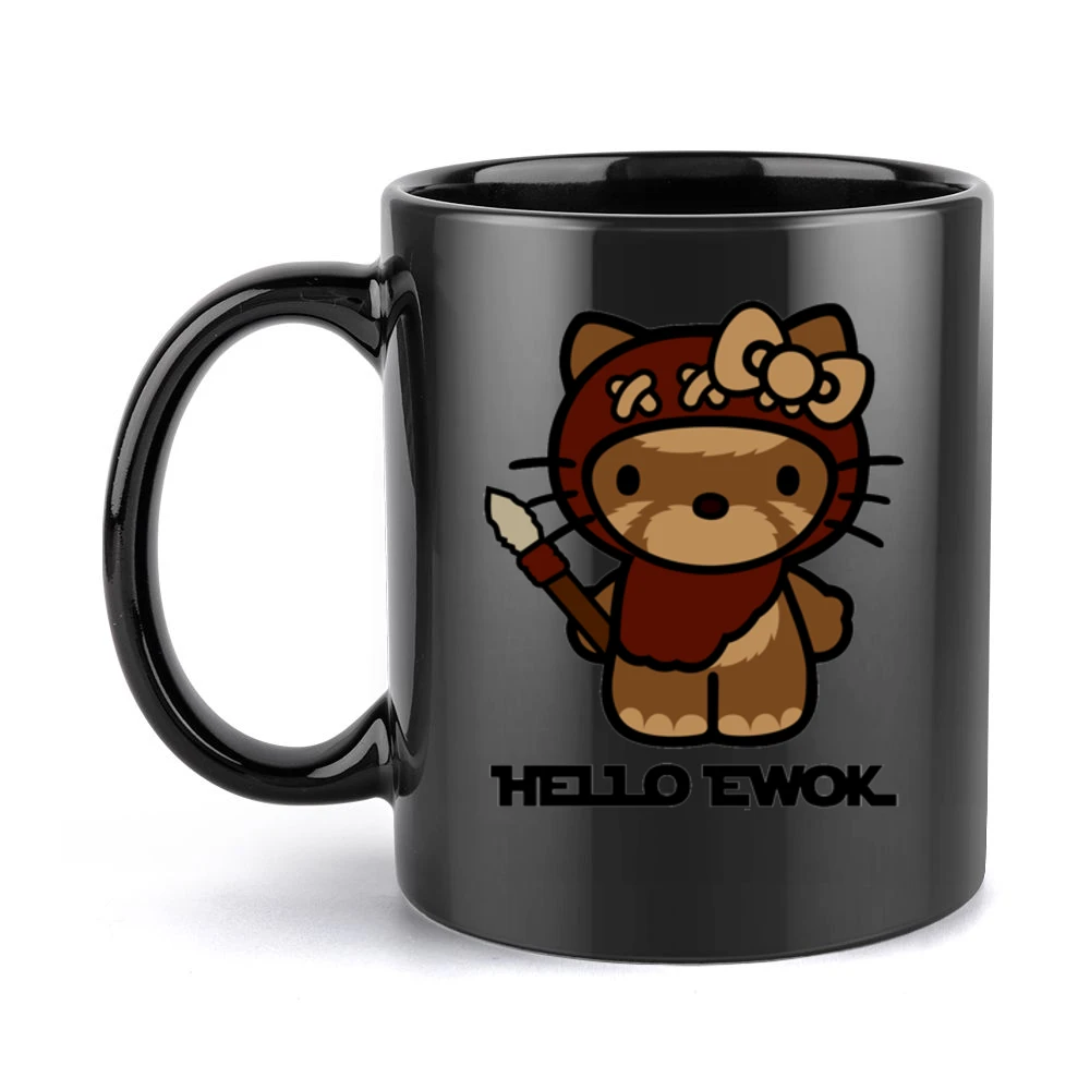 Hello Ewok Cute Funny Star Wars Cartoon Parody Black Mug