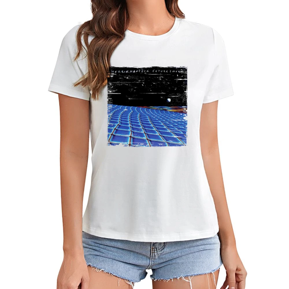 Herbie Hancock Future Shock Album Cover Distressed Image Asian Size Women Ladies T-shirt