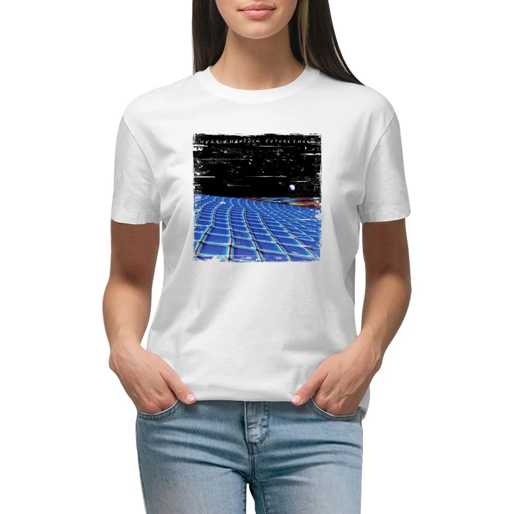 Herbie Hancock Future Shock Album Cover Distressed Image Premium Women Ladies T-shirt