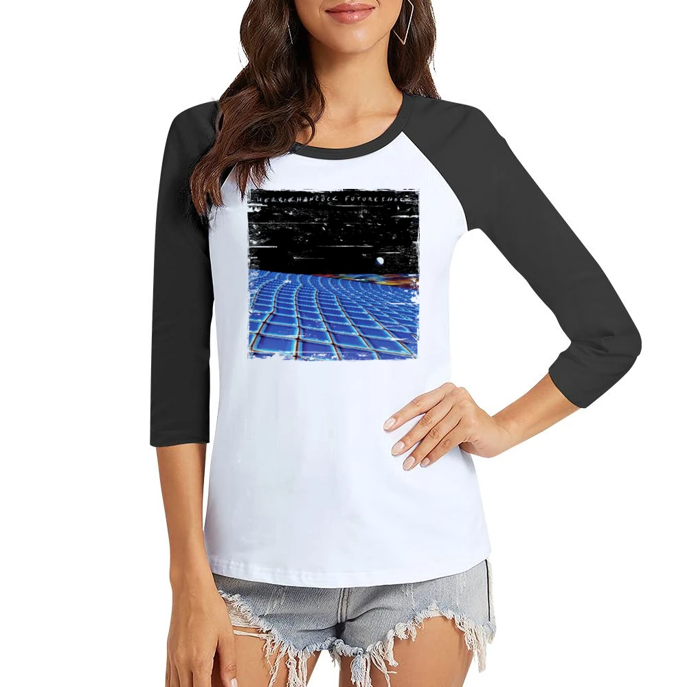 Herbie Hancock Future Shock Album Cover Distressed Image Women Ladies 3-4 Sleeve T-Shirt