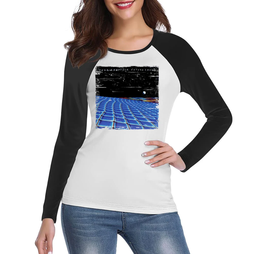 Herbie Hancock Future Shock Album Cover Distressed Image Women Ladies Long Sleeve T-Shirt