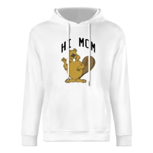 Hi Mom Cute Beaver Fun Animal Graphic Tee Shirt European Size Men Hoodie