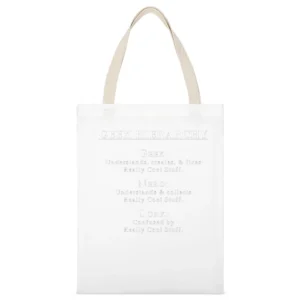 Hierarchy of geek nerd and dork about cool stuff White Canvas Tote Shopping Bag