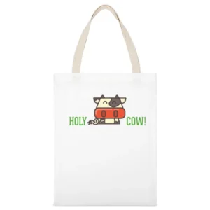 Holy Cow ! funny White Canvas Tote Shopping Bag