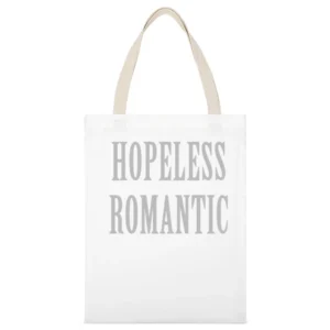 Hopeless Romantic Anatomical Heart Graphic Tee Shirt White Canvas Tote Shopping Bag