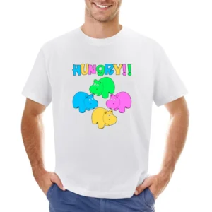 Hungry Hungry Hippos Funny Joke Retro 80s Asian Size Men T-Shirt