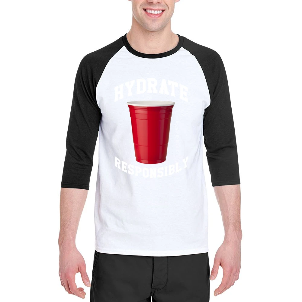 Hydrate Responsibly Funny Red Solo Cup Drinking Party Alcohol Men 3/4 Sleeve T-Shirt