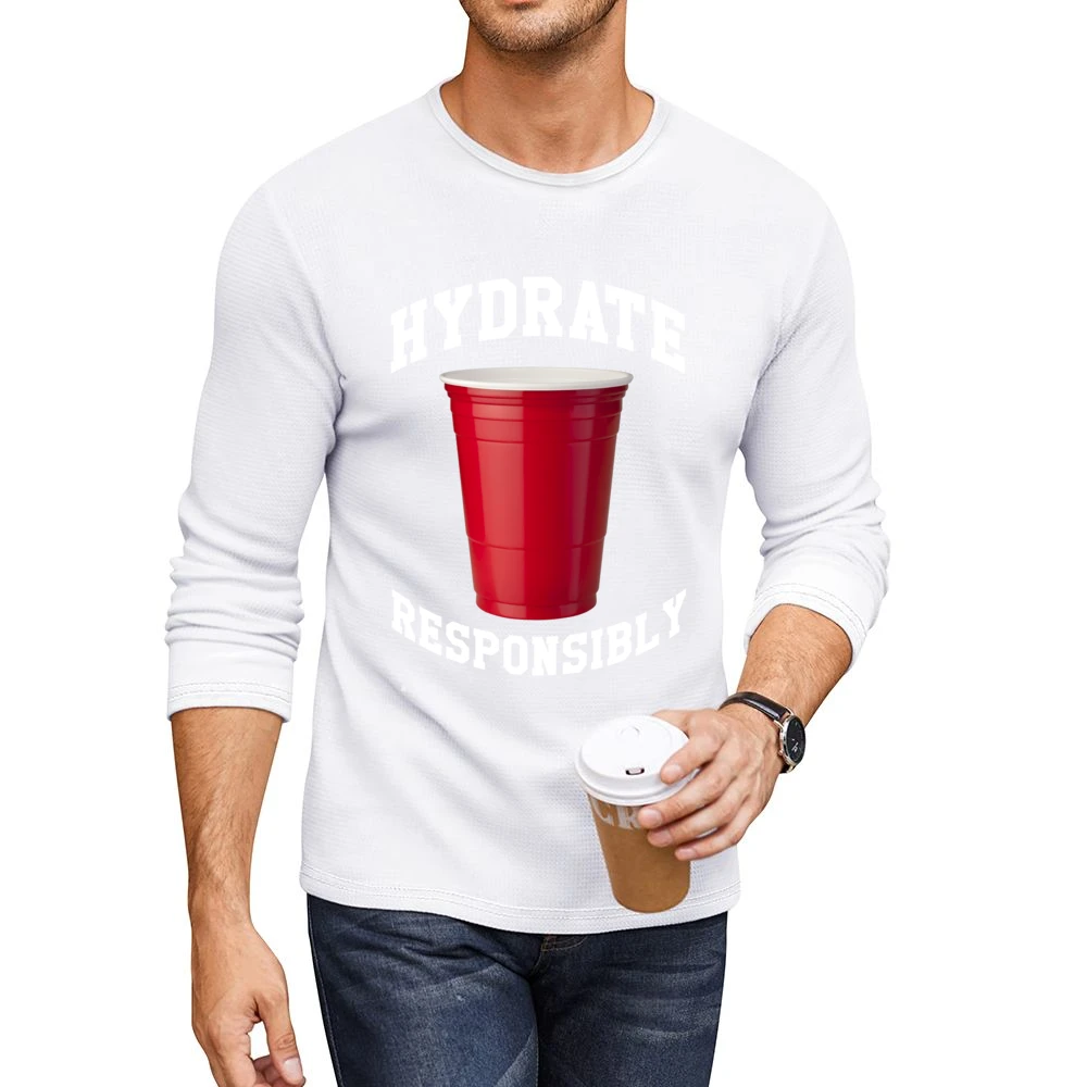 Hydrate Responsibly Funny Red Solo Cup Drinking Party Alcohol Men CrewNeck Long Sleeve T-Shirt