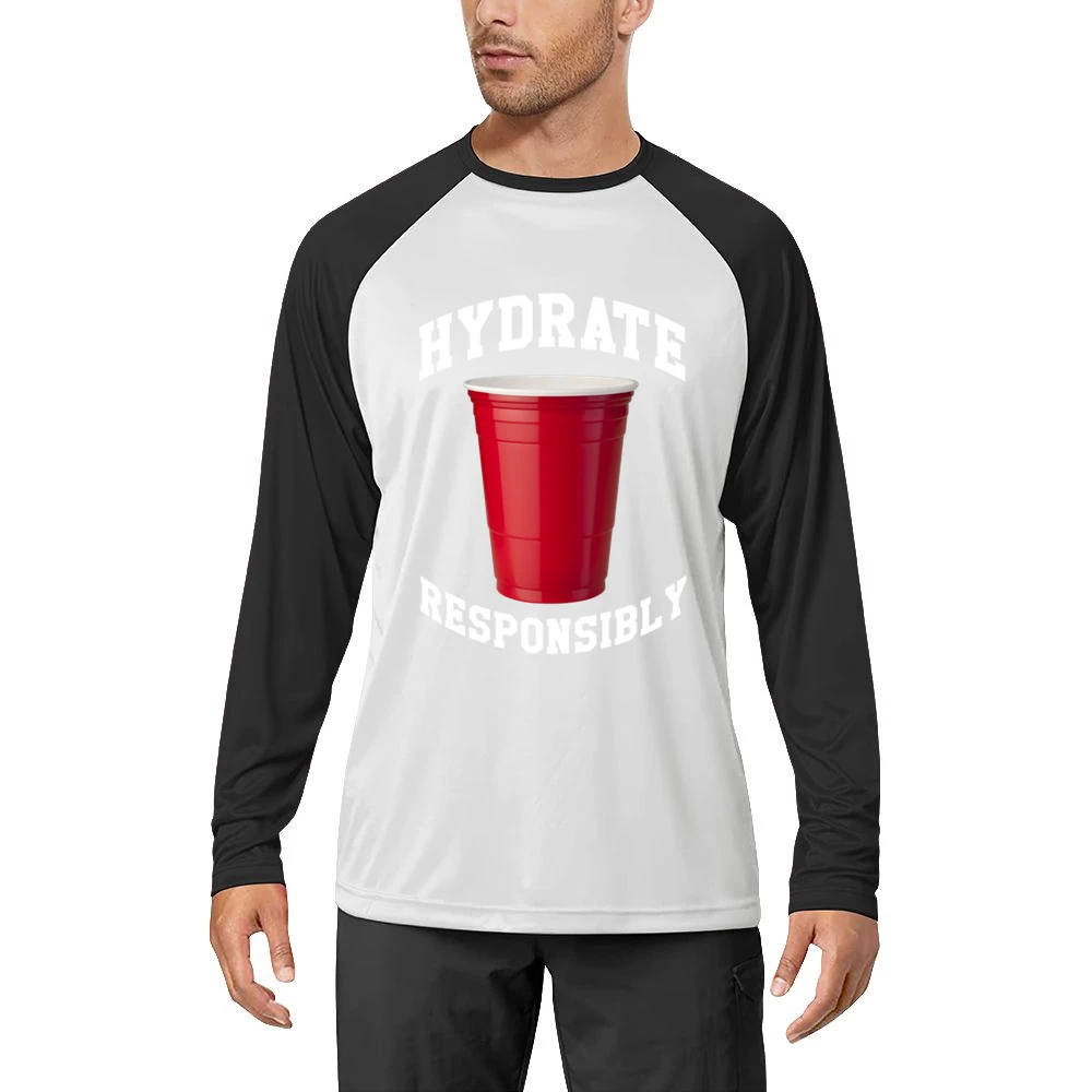 Hydrate Responsibly Funny Red Solo Cup Drinking Party Alcohol Men Long Sleeve T-Shirt