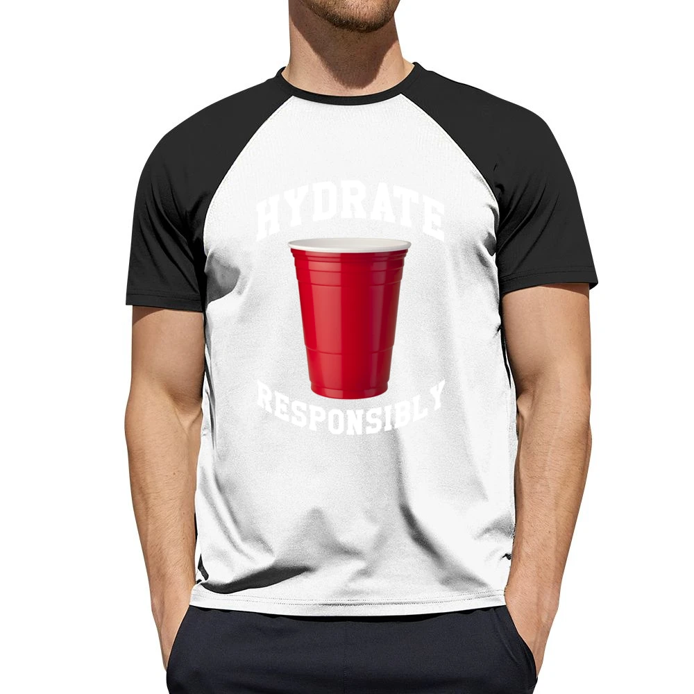 Hydrate Responsibly Funny Red Solo Cup Drinking Party Alcohol Men Short Sleeve T-Shirt