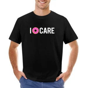 I Donut Care Funny I Dont Care Pink Donut Funny Graphic Tee Shirt Asian Size Men T-Shirt