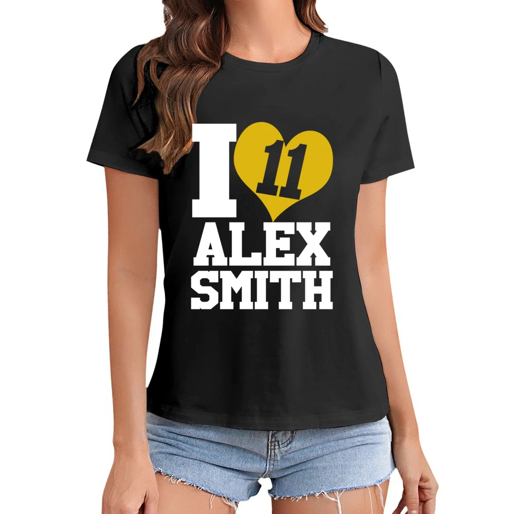 I Heart Love Alex Smith 11 Kansas City Football Fun Graphic Fan T Shir Asian Size Women Ladies T-shirt