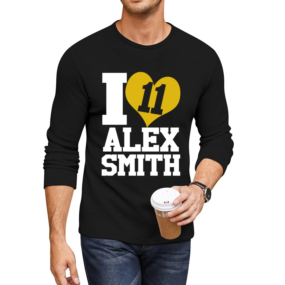 I Heart Love Alex Smith 11 Kansas City Football Fun Graphic Fan T Shir Men CrewNeck Long Sleeve T-Shirt