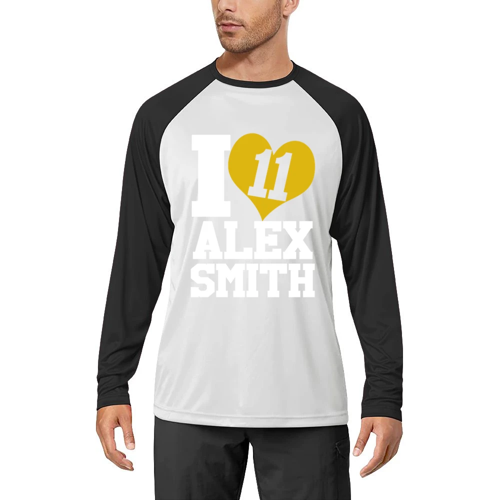 I Heart Love Alex Smith 11 Kansas City Football Fun Graphic Fan T Shir Men Long Sleeve T-Shirt