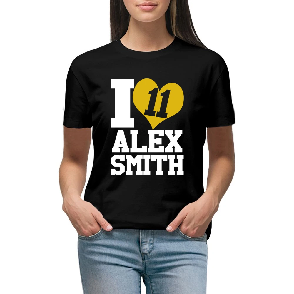 I Heart Love Alex Smith 11 Kansas City Football Fun Graphic Fan T Shir Premium Women Ladies T-shirt
