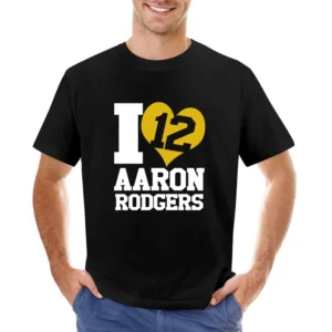 I Heart Love Arron Rodgers 12 Fun Green Bay Football Graphic Fan T Shi Asian Size Men T-Shirt